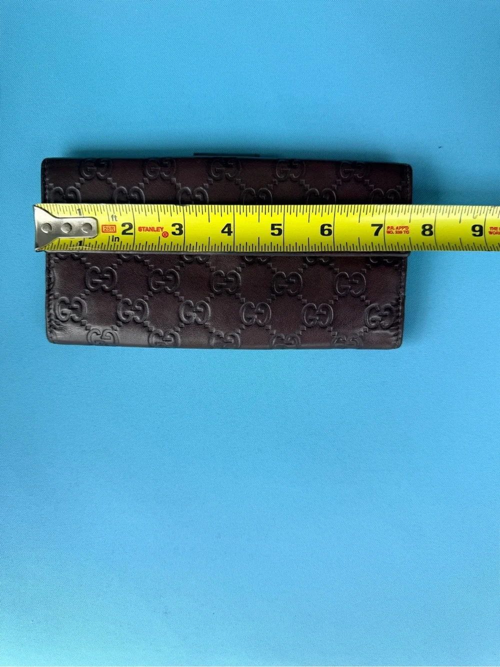 Gucci Dark Brown Embossed GG Leather Continental Wallet AUTHENTIC
